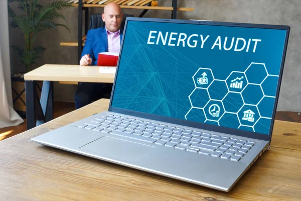 Affärsidé Energy Audit Med Skylt Skärmen — Stockfoto