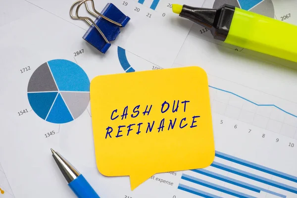 Conceito Negócio Que Significa Cash Out Refinance Com Frase Folha — Fotografia de Stock