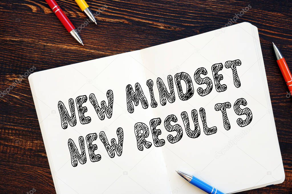 Business concept about New Mindset New Results with phrase on the sheet.