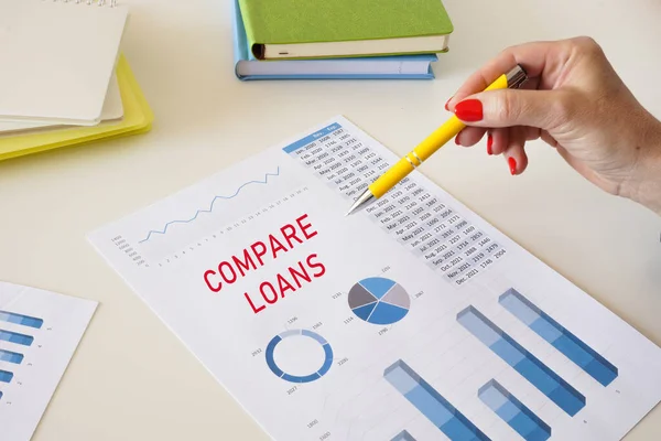Inskrypcja Compare Loans Arkuszu — Zdjęcie stockowe