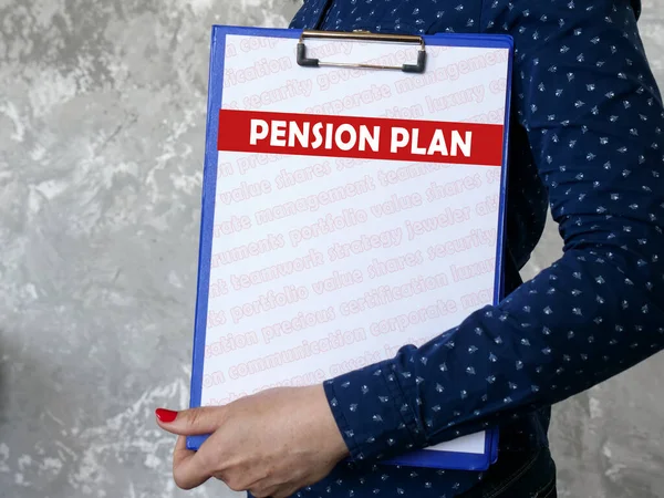 Obchodní Koncept Znamená Pension Plan Znakem Kusu Papíru — Stock fotografie