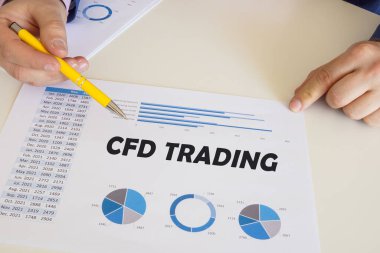 Business concept about CFD TRADING with phrase on the financial document. clipart