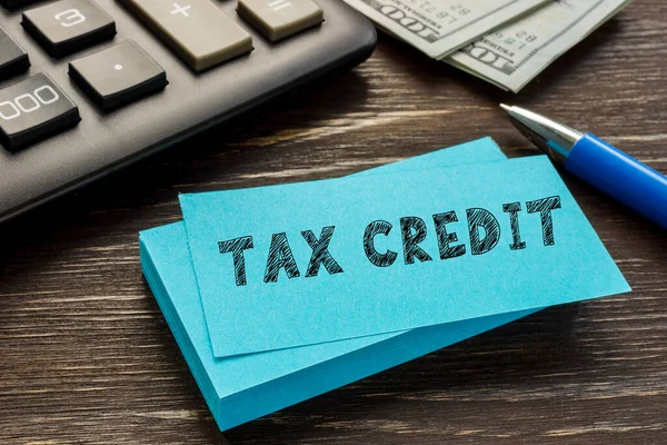 Tax Credit Podepsat Kus Papíru — Stock fotografie
