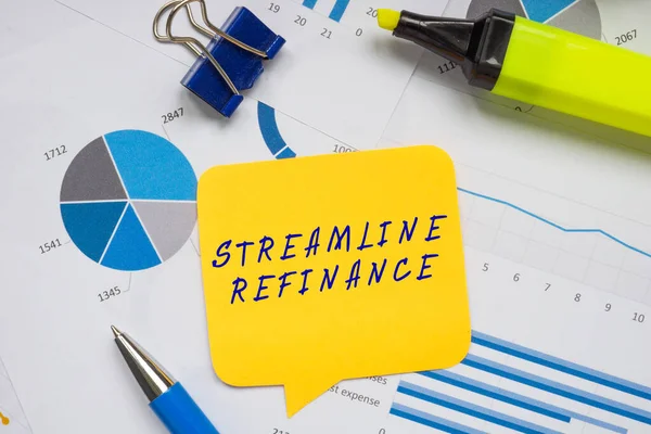 Финансовая Концепция Означающая Streamline Refinance Фразой Листе Бумаги — стоковое фото