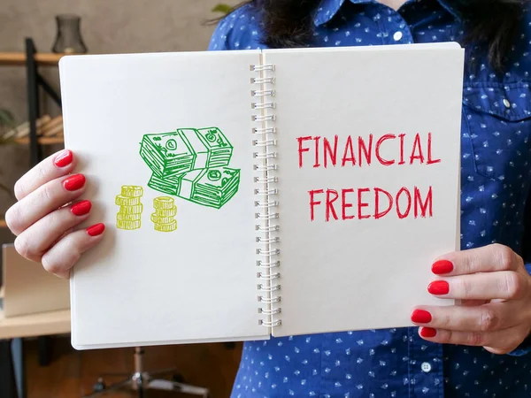 Conceito Negócio Sobre Liberdade Financeira Com Inscrição Página — Fotografia de Stock