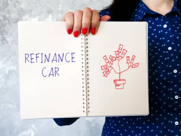 Conceito Negócio Que Significa Refinance Car Com Frase Folha Fotografias De Stock Royalty-Free