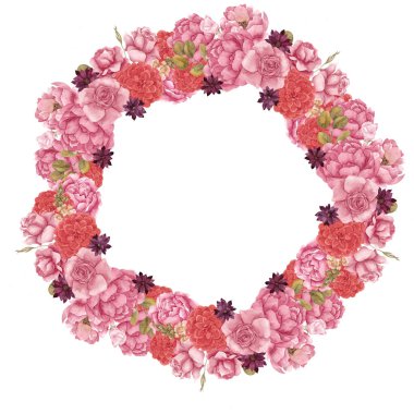 Sonbahar çiçekli suluboya çelenk, beyaz arka planda izole.