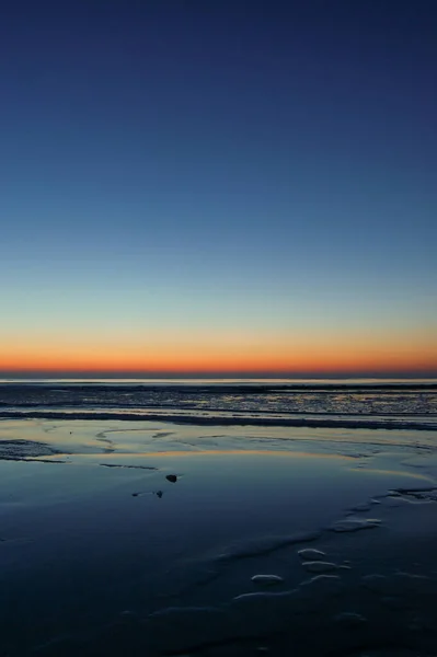 Frozen Baltic Sea Beautiful Calm Sunset Liepaja Latvia — Stock Photo, Image