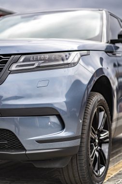 Car headlights. Exterior closeup detail Car detail