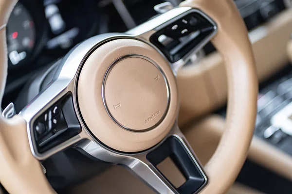 Multimedia Control Panel Steering Wheel Modern Car — Photo