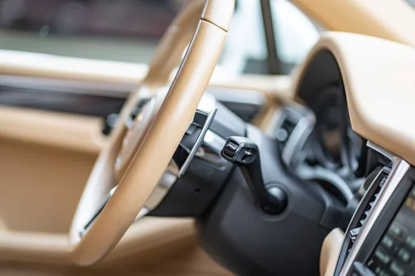 Multimedia Control Panel Steering Wheel Modern Car — Stock Photo, Image
