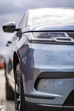 Car headlights. Exterior closeup detail Car detail