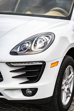 headlight front modern prestigious car closeup