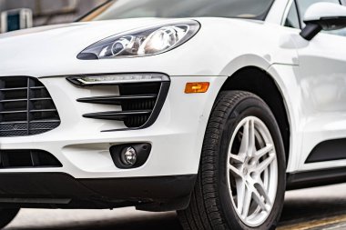 headlight front modern prestigious car closeup