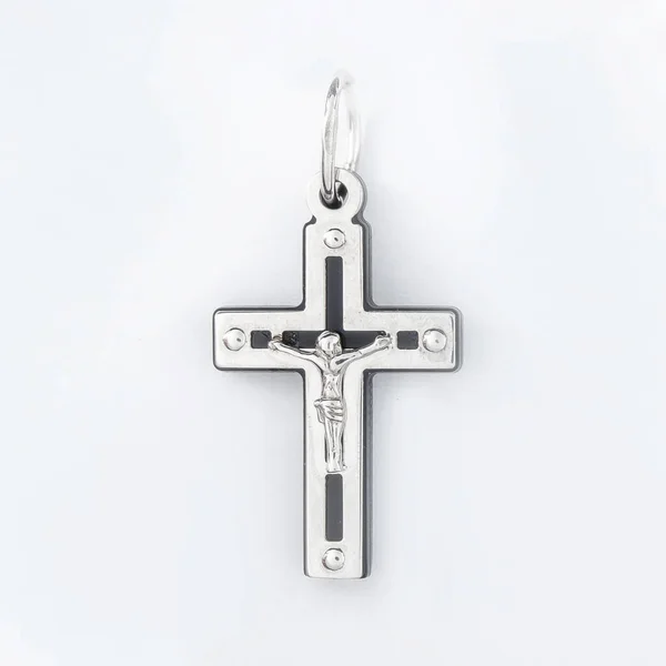 Cross Diamond Pendant Necklace Jewel Isolated White Background — Stock Photo, Image