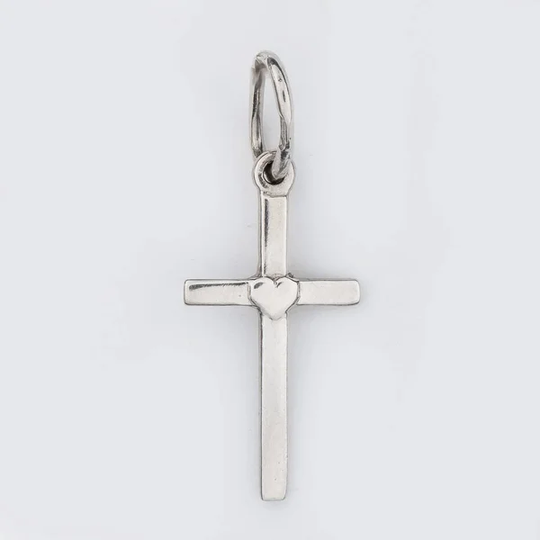 Croix Diamant Pendentif Collier Bijoux Isolé Sur Fond Blanc — Photo