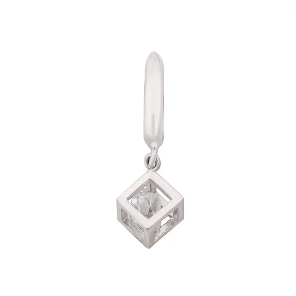 Colar Ouro Branco Elegante Com Diamantes Jóias Fundo Branco — Fotografia de Stock