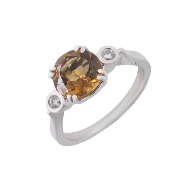 Biżuteria Obrączka Białe Złoto Zaręczyny Srebrny Biały Złoty Pierścień Izolowane — Zdjęcie stockowe