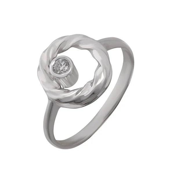 Biżuteria Obrączka Białe Złoto Zaręczyny Srebrny Biały Złoty Pierścień Izolowane — Zdjęcie stockowe