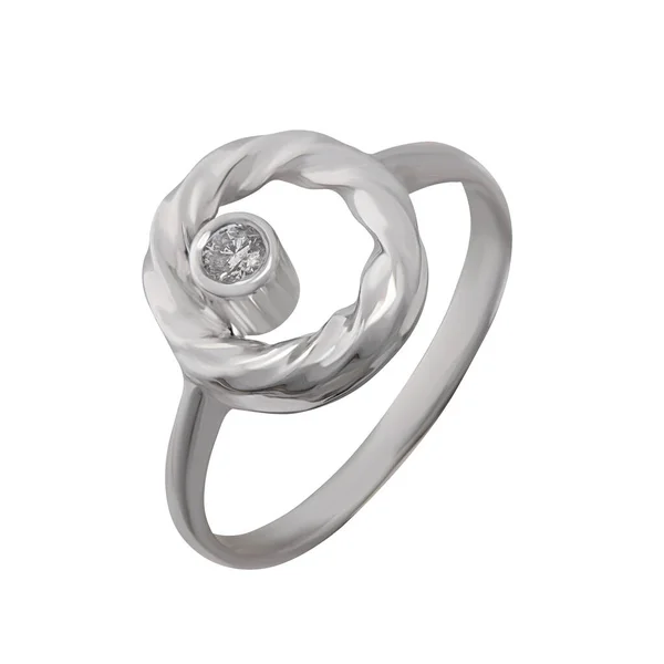 Bijoux Bague Mariage Blanc Fiançailles Argent Bague Blanc Isolé Fond — Photo