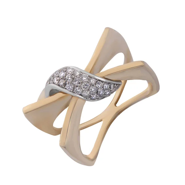 Mücevher Alyansı Altın Nişan Yüzüğü Izole Edilmiş Beyaz Arkaplan — Stok fotoğraf