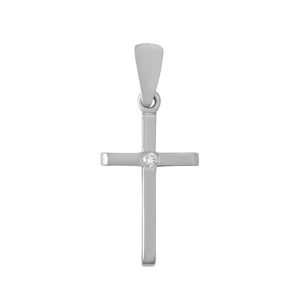 Krzyż Diament Wisiorek Złoty Naszyjnik Klejnot Izolowane Białym Tle — Zdjęcie stockowe