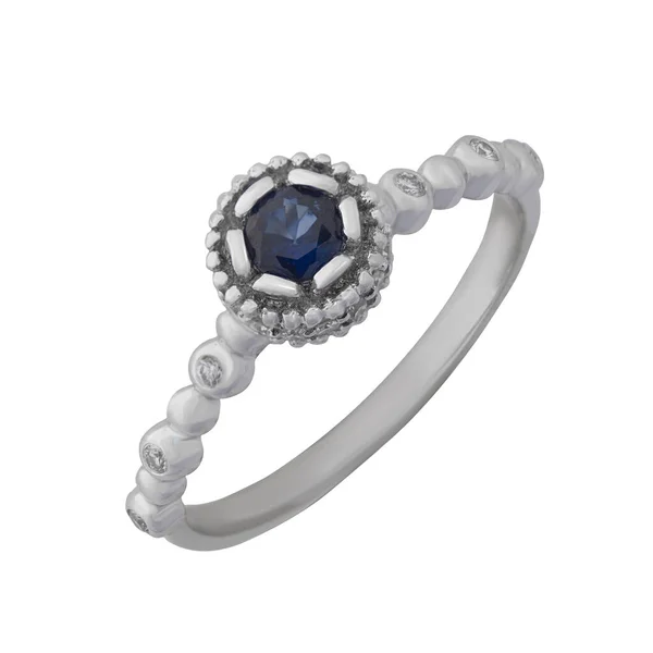 Bijoux Bague Mariage Blanc Fiançailles Argent Bague Blanc Isolé Fond — Photo