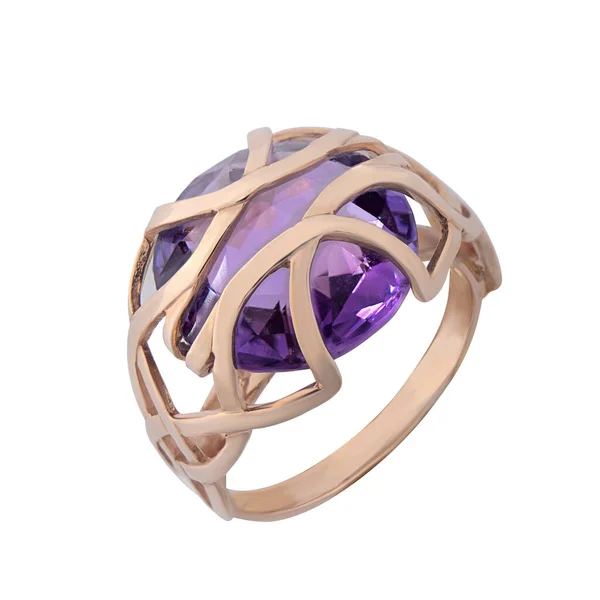 Smycken Vigselring Guld Förlovning Gyllene Ring Isolerad Vit Bakgrund — Stockfoto
