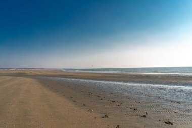 Kuzey Denizi 'nde fırtınalı bir gün. Kuzey sahili. Kuzey Denizi 'nde soğuk gün.
