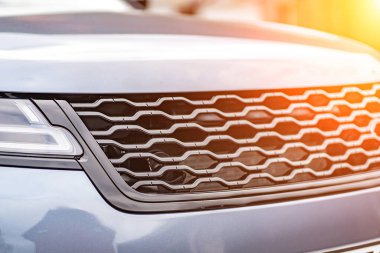 Car headlights. Exterior closeup detail Car detail