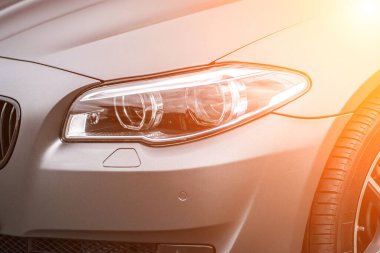 headlight front modern prestigious car closeup