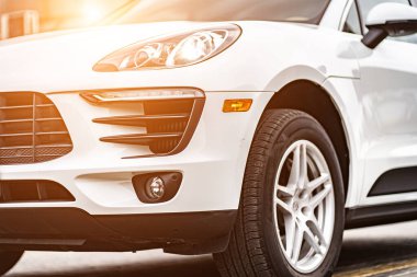 headlight front modern prestigious car closeup