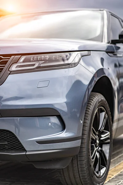 Car headlights. Exterior closeup detail Car detail