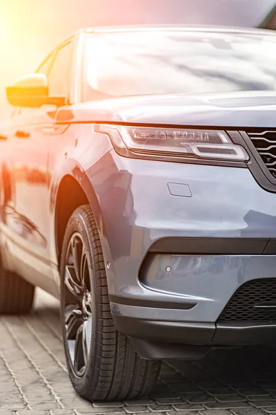 headlight front modern prestigious car closeup