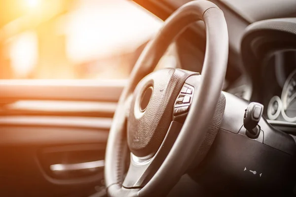 Multimedia Control Panel Steering Wheel Modern Car — Fotografia de Stock