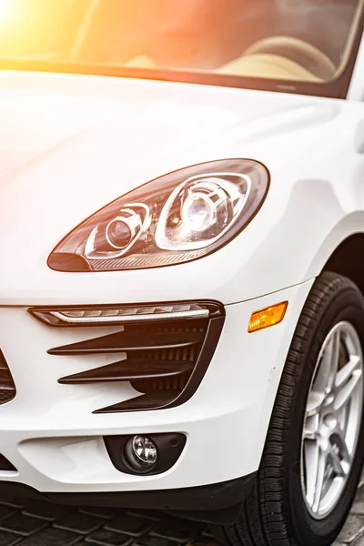 headlight front modern prestigious car closeup