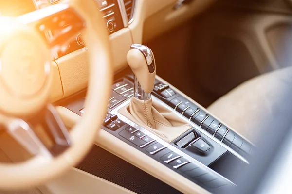 Control Panel Dashboard Car Fragment Automatic Transmission Gear Shift Car — Fotografia de Stock