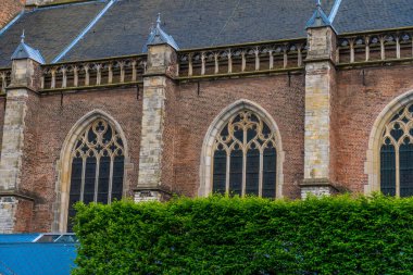 Kırsal ve geleneksel mimari sömürge tarihi şatosu Doğu Avrupa 'da küçük bir köy kasabası inşa ediyor kırsal kesimlerde, banliyölerde temiz mavi gökyüzü var.