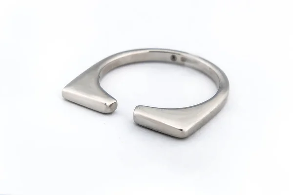 Silver Diamant Ring Isolerad Vit Bakgrund Silversmycken Mode Ring — Stockfoto