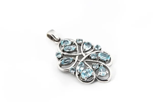 Серебряное Женское Ожерелье Драгоценными Камнями 925 — стоковое фото