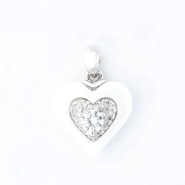 Srebrna Biżuteria Srebrny Naszyjnik Kobiet Klejnotami 925 — Zdjęcie stockowe