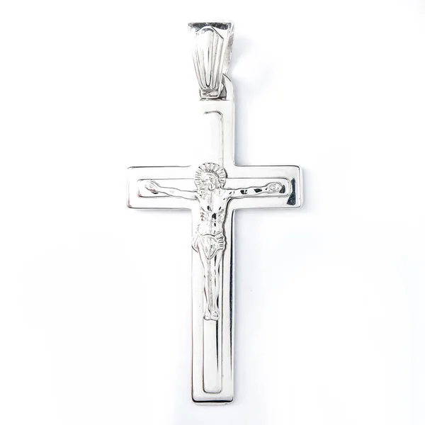Kreuz Diamant Halskette Juwel Isoliert Auf Weißem Hintergrund — Stockfoto