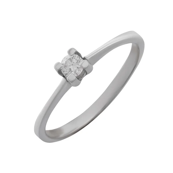 Bijoux Bague Mariage Blanc Fiançailles Argent Bague Blanc Isolé Fond — Photo