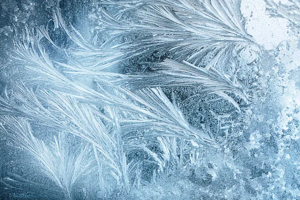 Hintergrund Der Gefrorenen Eisstruktur Auf Dem Fenster — Stockfoto