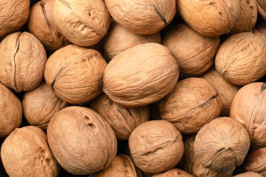 unpeeled walnut, background close up