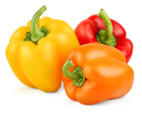Three Bell Peppers White Isolated Background — Φωτογραφία Αρχείου