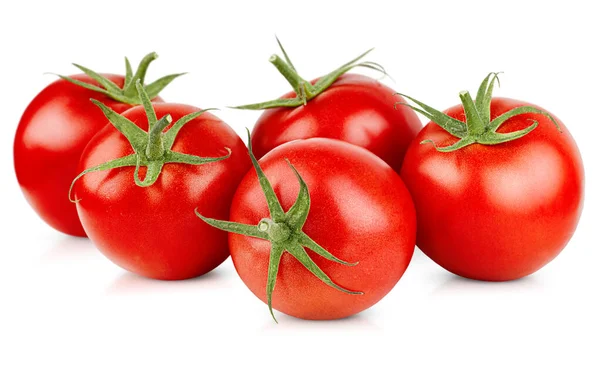 Five Ripe Tomatoes White Isolated Background — Fotografia de Stock