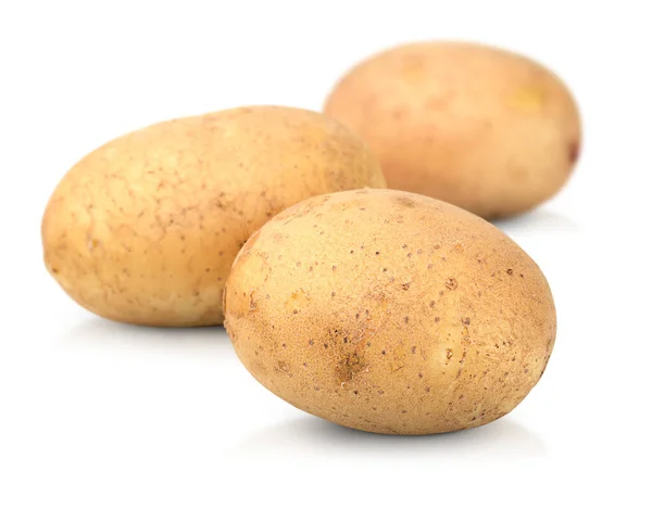 Three Potatoes White Isolated Background — Stock Photo, Image