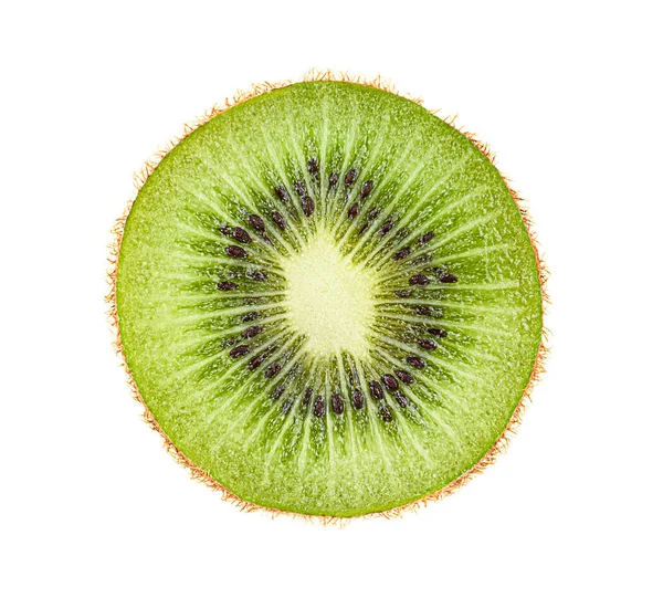 Kiwi Slice Tvärsnitt Isolerad Vit Bakgrund — Stockfoto