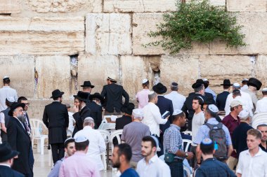 JERUSALEM, ISRAEL - CIRCA MAYIS 2018: Kudüs 'teki Batı Duvarı manzarası, İsrail yaklaşık Mayıs 2018' de Kudüs 'te.